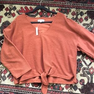 Madewell long sleeved ribbed tie front size 2x NWT